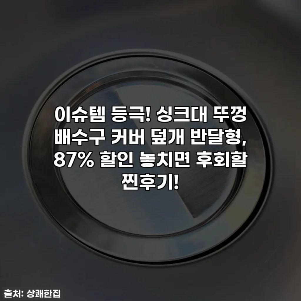 이슈템 등극! 싱크대 뚜껑 배수구 커버 덮개 반달형, 87% 할인 놓치면 후회할 찐후기!