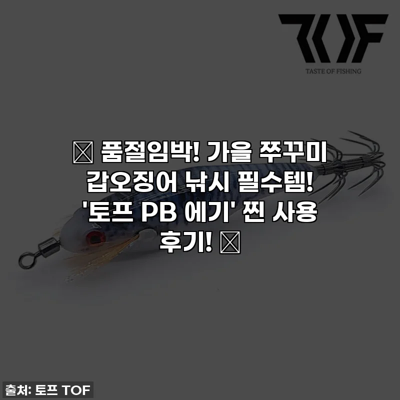 ✨ 품절임박! 가을 쭈꾸미 갑오징어 낚시 필수템! '토프 PB 에기' 찐 사용 후기! ✨
