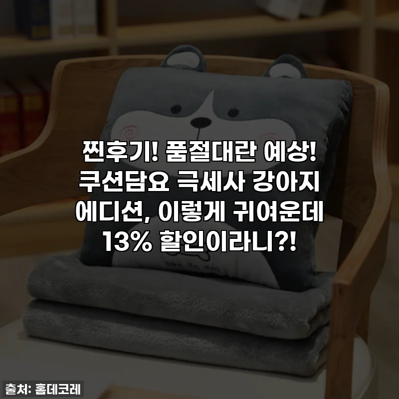 찐후기! 품절대란 예상! 쿠션담요 극세사 강아지 에디션, 이렇게 귀여운데 13% 할인이라니?!