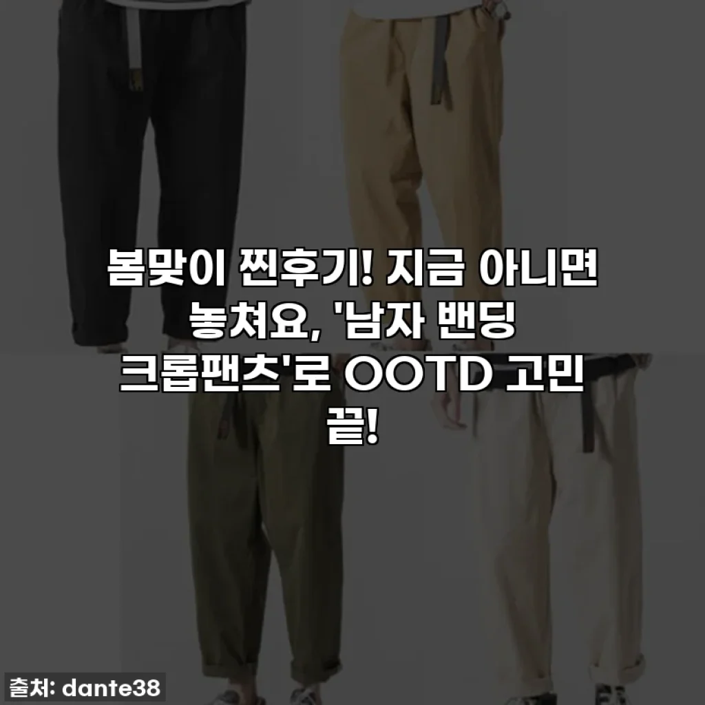 봄맞이 찐후기! 지금 아니면 놓쳐요, '남자 밴딩 크롭팬츠'로 OOTD 고민 끝!