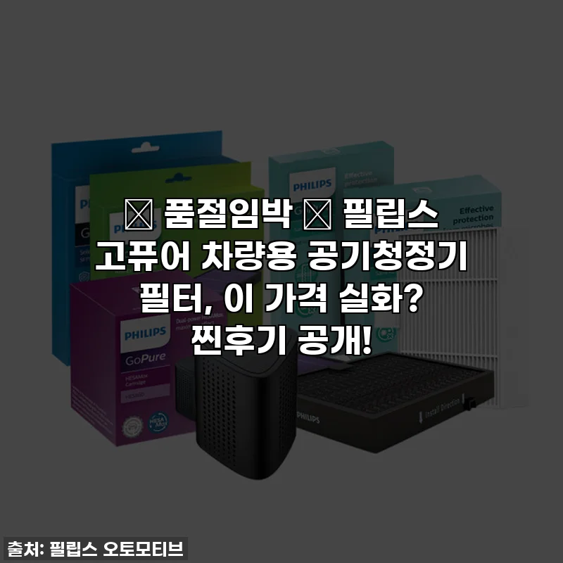 🚨 품절임박 🚨 필립스 고퓨어 차량용 공기청정기 필터, 이 가격 실화? 찐후기 공개!