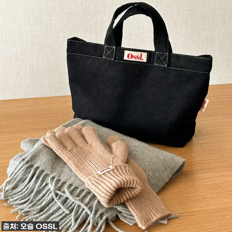 오슬 스티치 린넨 코듀로이 골덴 토트 관련 이미지 1