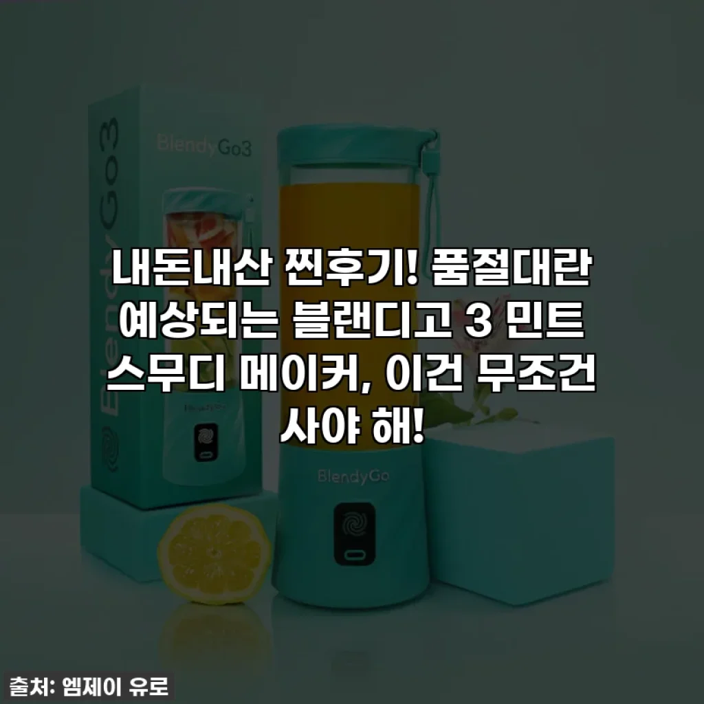 내돈내산 찐후기! 품절대란 예상되는 블랜디고 3 민트 스무디 메이커, 이건 무조건 사야 해!