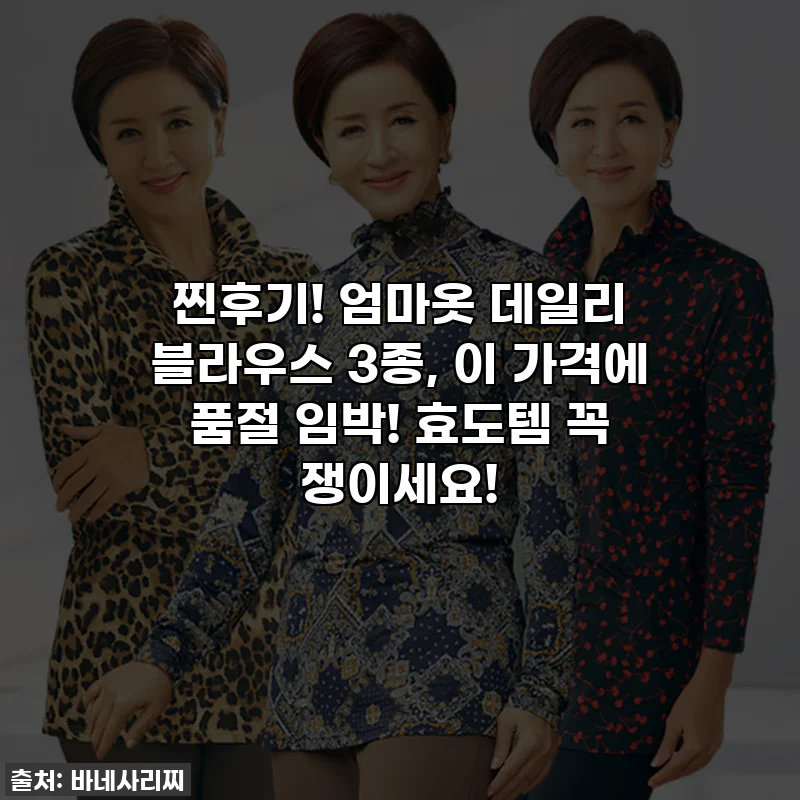 찐후기! 엄마옷 데일리 블라우스 3종, 이 가격에 품절 임박! 효도템 꼭 쟁이세요!