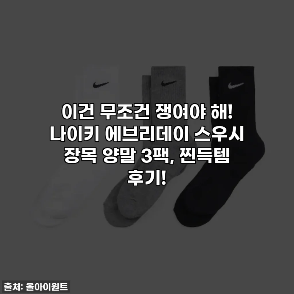 이건 무조건 쟁여야 해! 나이키 에브리데이 스우시 장목 양말 3팩, 찐득템 후기!