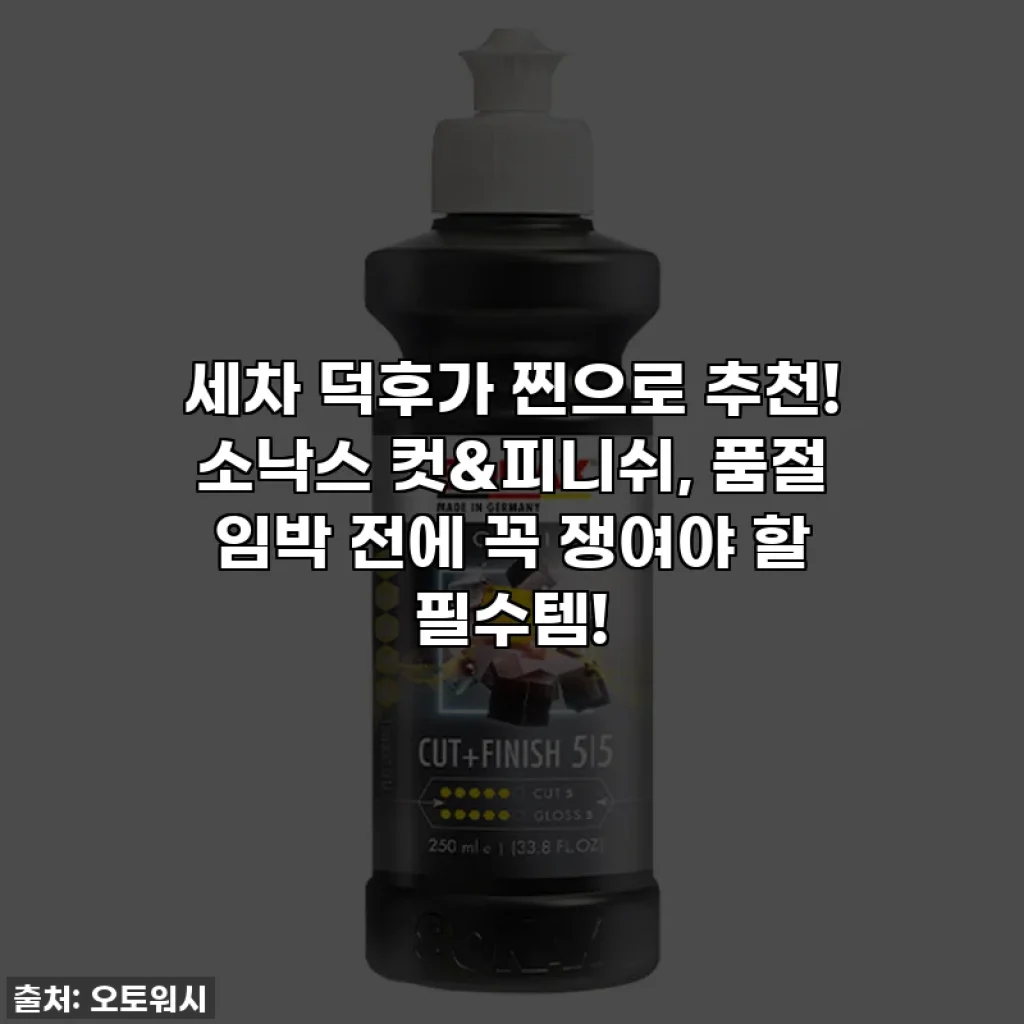 세차 덕후가 찐으로 추천! 소낙스 컷&피니쉬, 품절 임박 전에 꼭 쟁여야 할 필수템!