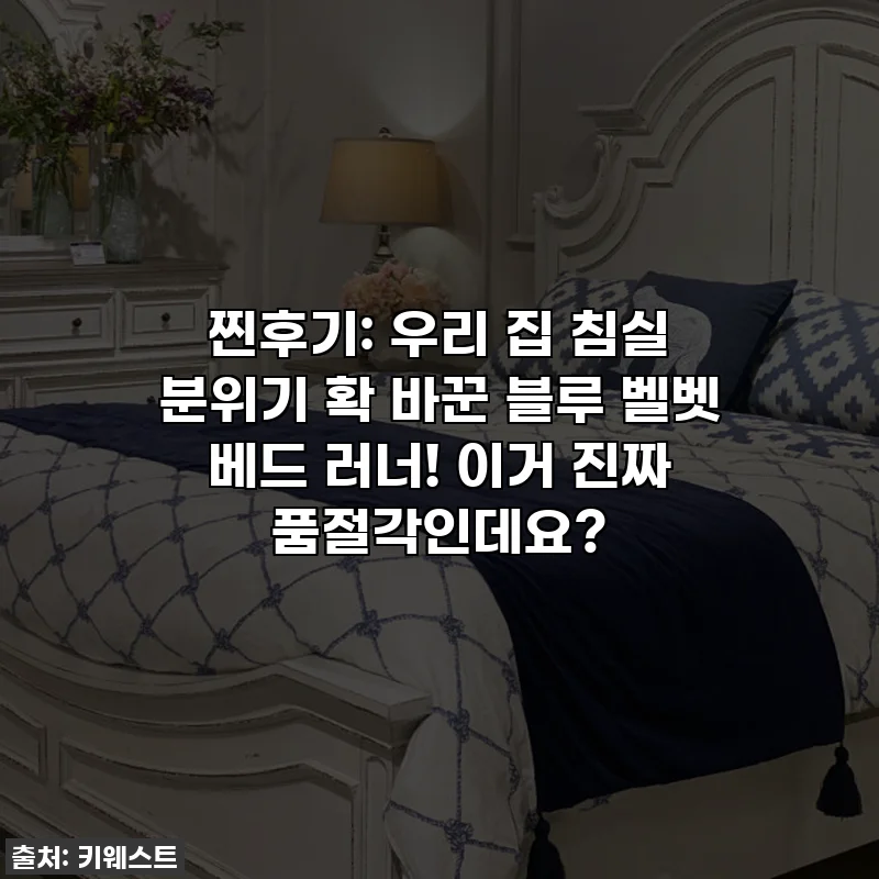 찐후기: 우리 집 침실 분위기 확 바꾼 블루 벨벳 베드 러너! 이거 진짜 품절각인데요?