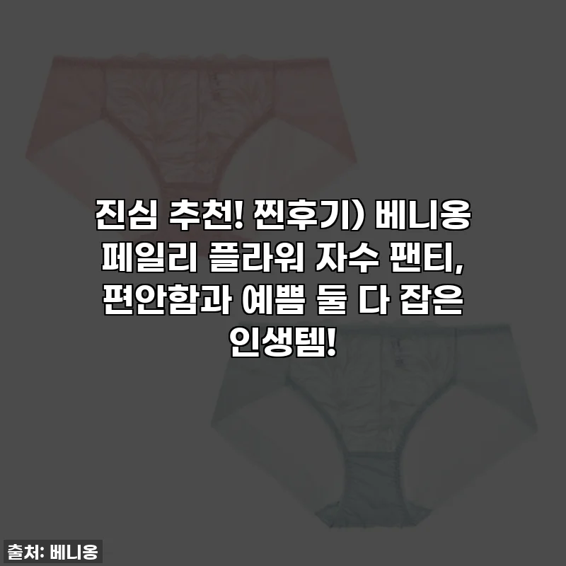 진심 추천! 찐후기) 베니옹 페일리 플라워 자수 팬티, 편안함과 예쁨 둘 다 잡은 인생템!