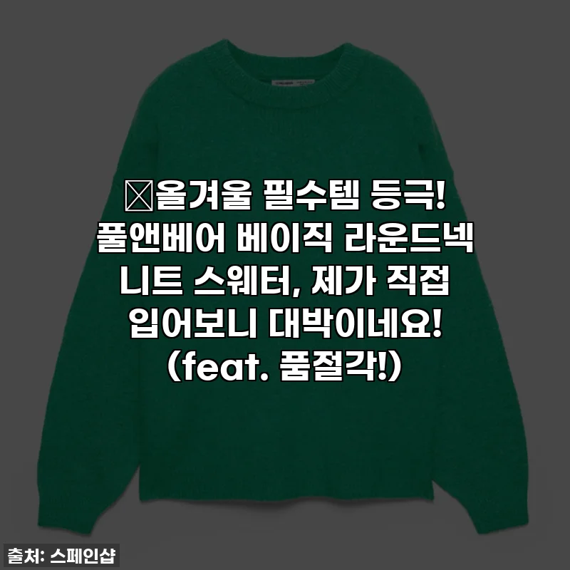 💚올겨울 필수템 등극! 풀앤베어 베이직 라운드넥 니트 스웨터, 제가 직접 입어보니 대박이네요! (feat. 품절각!)