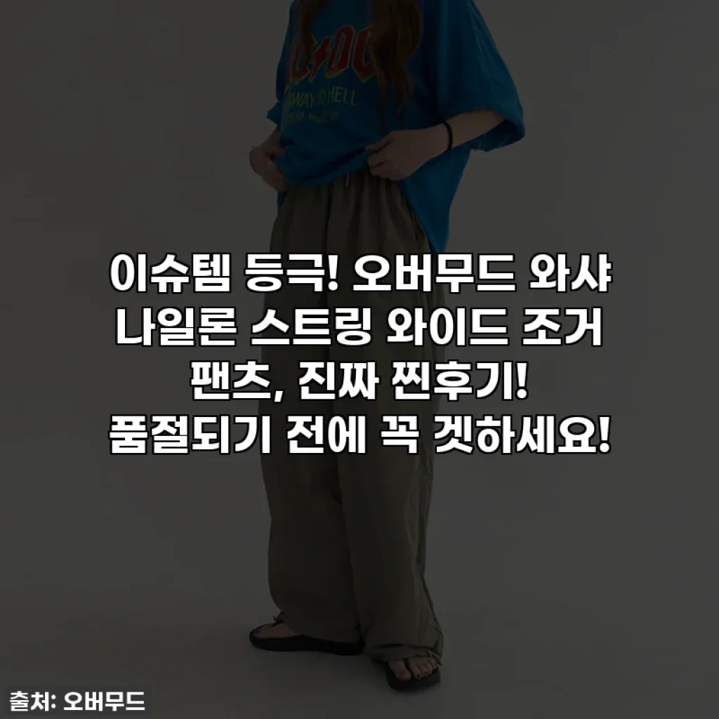 이슈템 등극! 오버무드 와샤 나일론 스트링 와이드 조거 팬츠, 진짜 찐후기! 품절되기 전에 꼭 겟하세요!