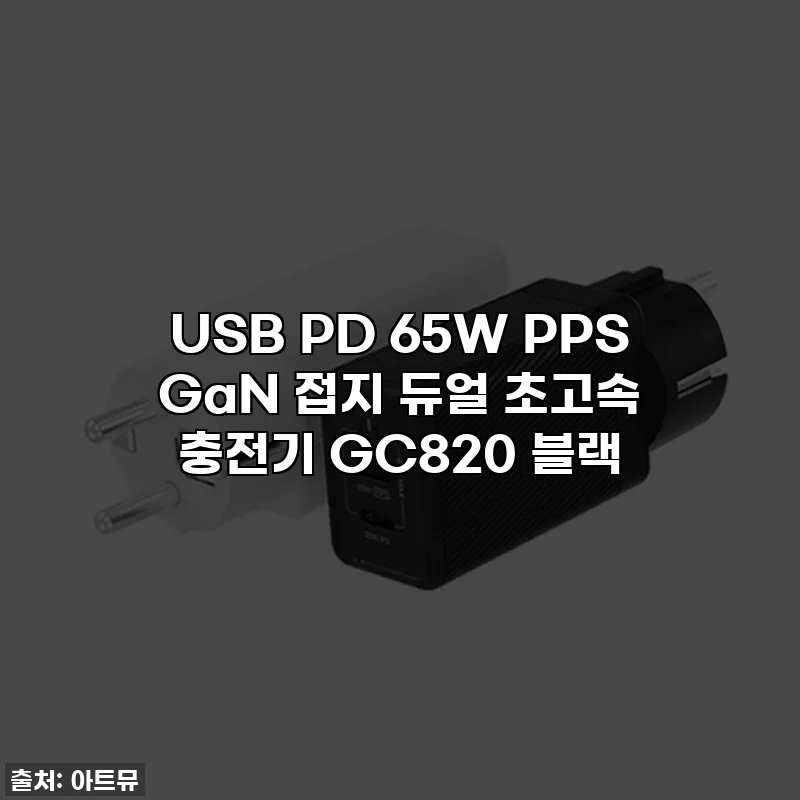 USB PD 65W PPS GaN 접지 듀얼 초고속 충전기 GC820 블랙