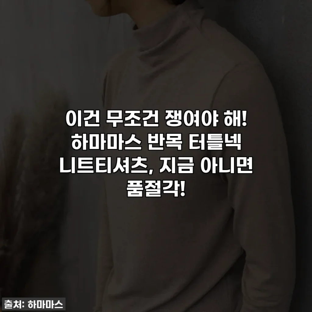 이건 무조건 쟁여야 해! 하마마스 반목 터틀넥 니트티셔츠, 지금 아니면 품절각!