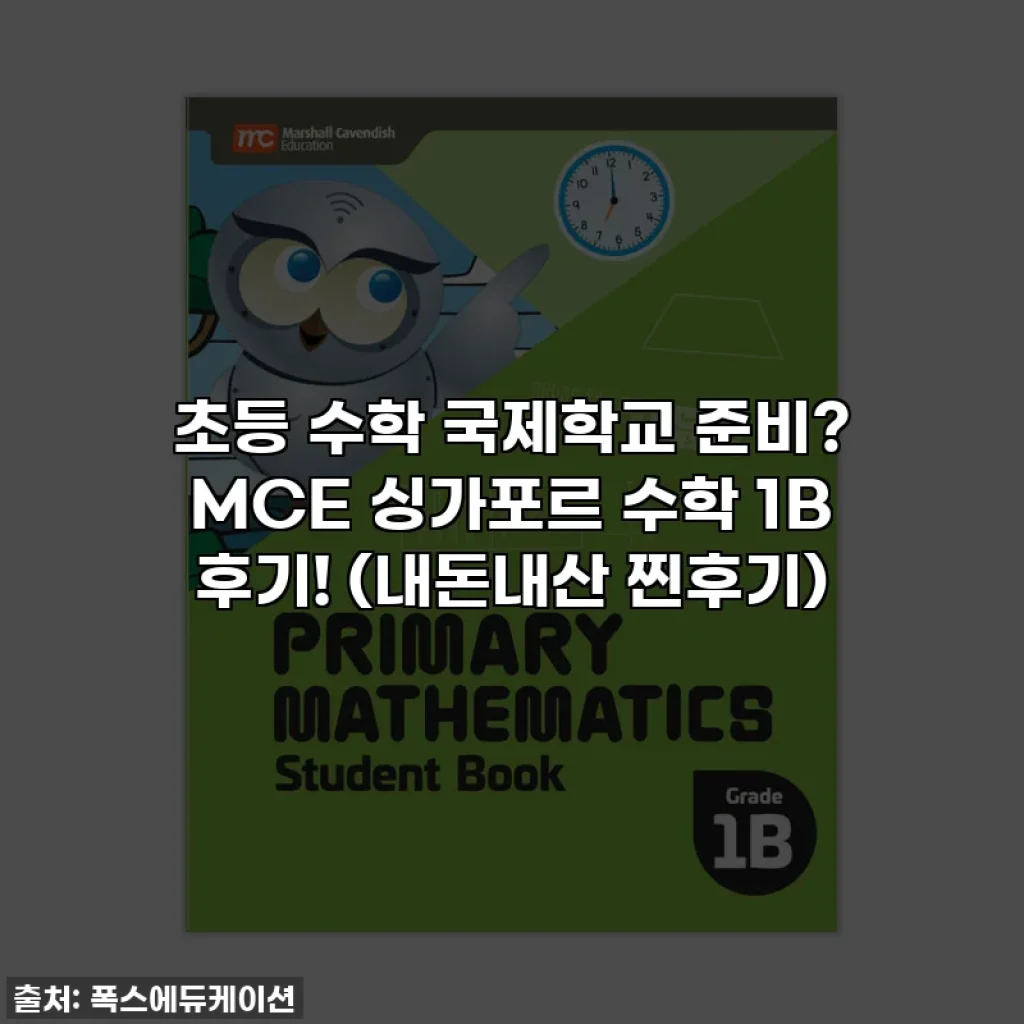 초등 수학 국제학교 준비? MCE 싱가포르 수학 1B 후기! (내돈내산 찐후기)