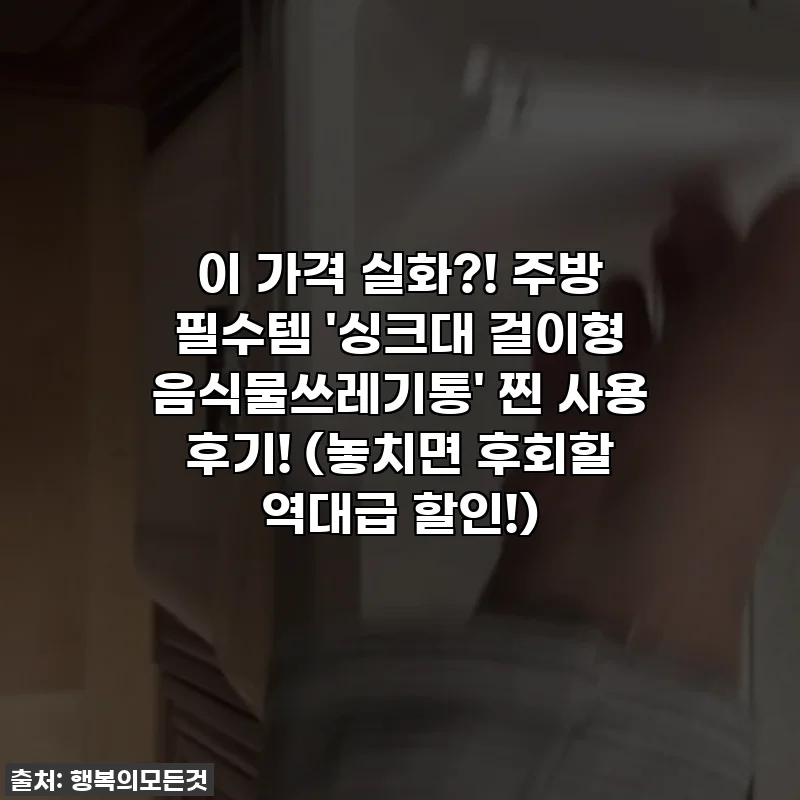 이 가격 실화?! 주방 필수템 '싱크대 걸이형 음식물쓰레기통' 찐 사용 후기! (놓치면 후회할 역대급 할인!)