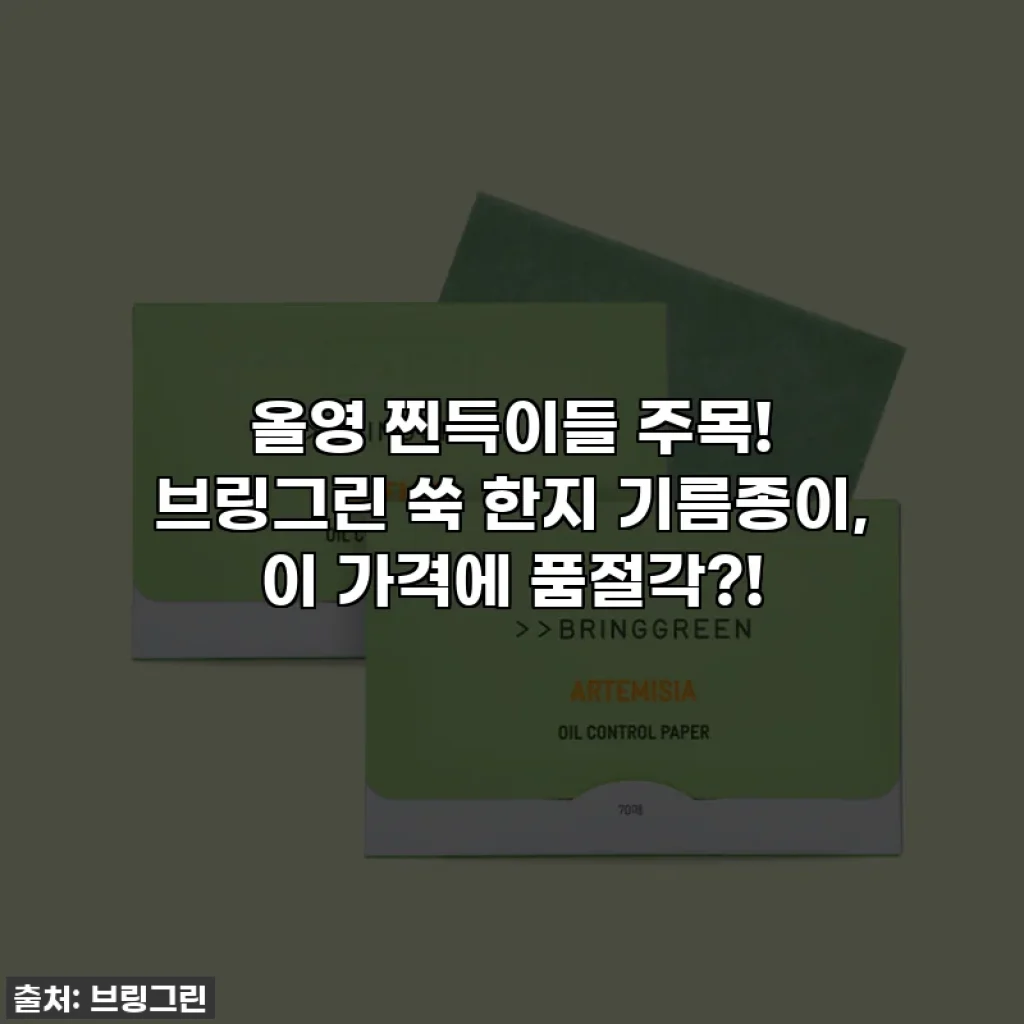 올영 찐득이들 주목! 브링그린 쑥 한지 기름종이, 이 가격에 품절각?!