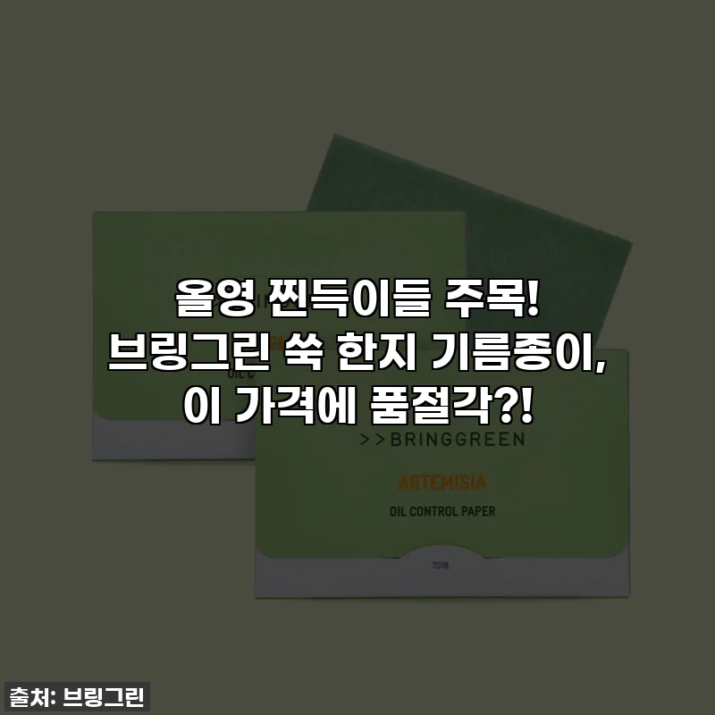 올영 찐득이들 주목! 브링그린 쑥 한지 기름종이, 이 가격에 품절각?!