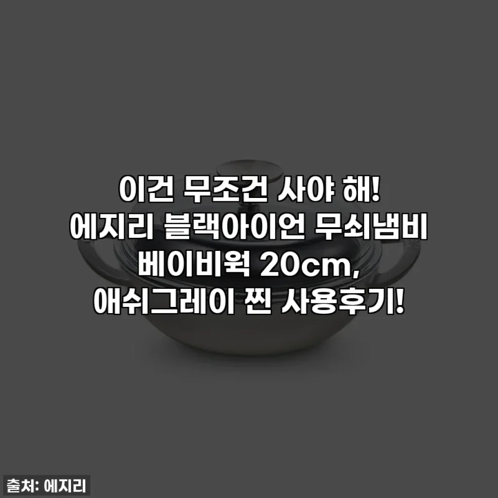 이건 무조건 사야 해! 에지리 블랙아이언 무쇠냄비 베이비웍 20cm, 애쉬그레이 찐 사용후기!