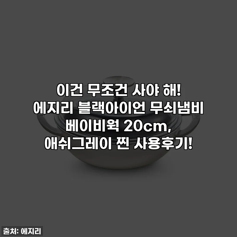 이건 무조건 사야 해! 에지리 블랙아이언 무쇠냄비 베이비웍 20cm, 애쉬그레이 찐 사용후기!