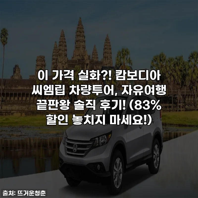 이 가격 실화?! 캄보디아 씨엠립 차량투어, 자유여행 끝판왕 솔직 후기! (83% 할인 놓치지 마세요!)