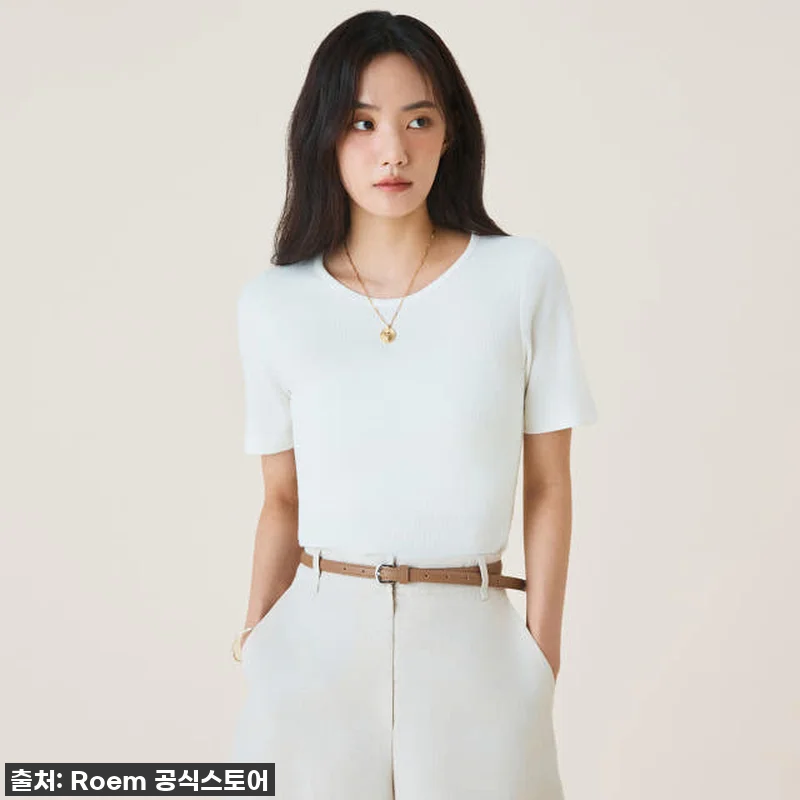 로엠 라운드넥 골지 티셔츠 RMHWF 관련 이미지 1