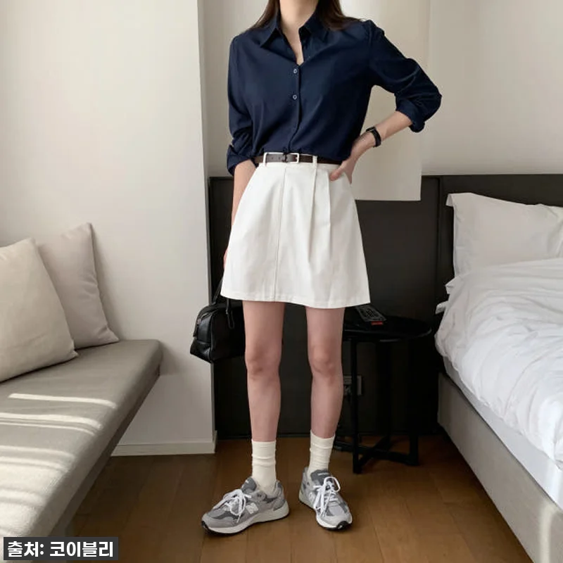 하이웨스트 여성 핀턱 스커트 A라인 관련 이미지 1