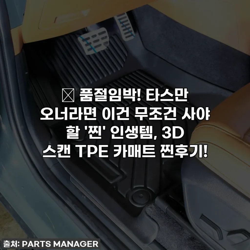 🎁 품절임박! 타스만 오너라면 이건 무조건 사야 할 '찐' 인생템, 3D 스캔 TPE 카매트 찐후기!