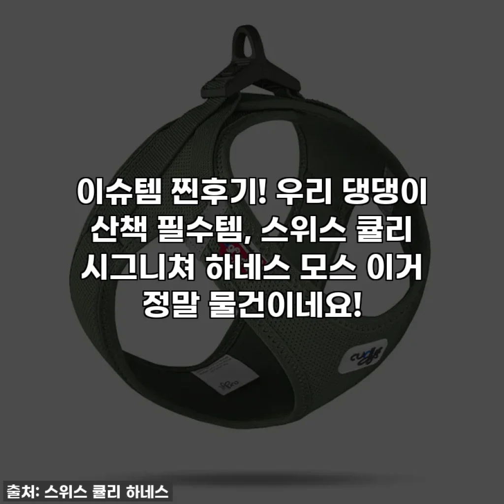 이슈템 찐후기! 우리 댕댕이 산책 필수템, 스위스 큘리 시그니쳐 하네스 모스 이거 정말 물건이네요!