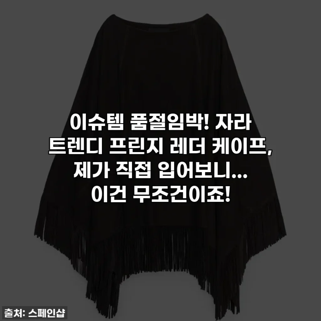 이슈템 품절임박! 자라 트렌디 프린지 레더 케이프, 제가 직접 입어보니... 이건 무조건이죠!