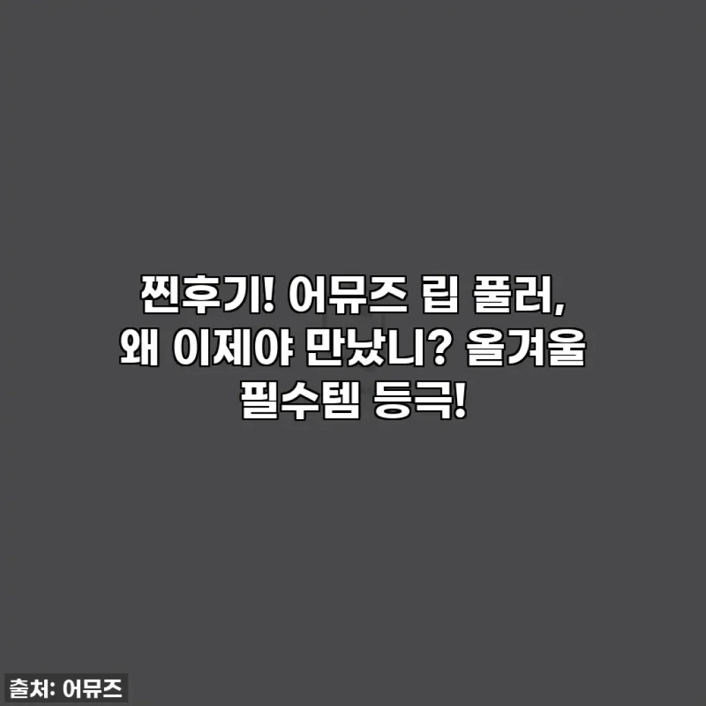 찐후기! 어뮤즈 립 풀러, 왜 이제야 만났니? 올겨울 필수템 등극!