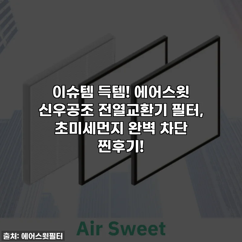 이슈템 득템! 에어스윗 신우공조 전열교환기 필터, 초미세먼지 완벽 차단 찐후기!
