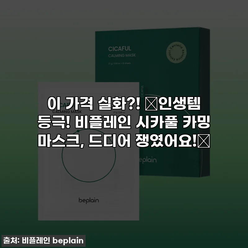 이 가격 실화?! ✨인생템 등극! 비플레인 시카풀 카밍 마스크, 드디어 쟁였어요!✨
