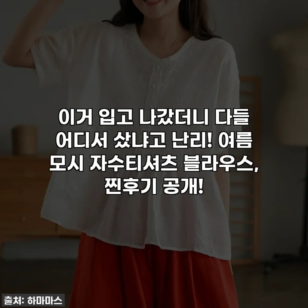 이거 입고 나갔더니 다들 어디서 샀냐고 난리! 여름 모시 자수티셔츠 블라우스, 찐후기 공개!