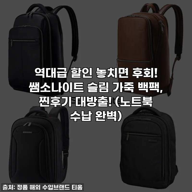 🔥역대급 할인 놓치면 후회! 쌤소나이트 슬림 가죽 백팩, 찐후기 대방출! (노트북 수납 완벽)