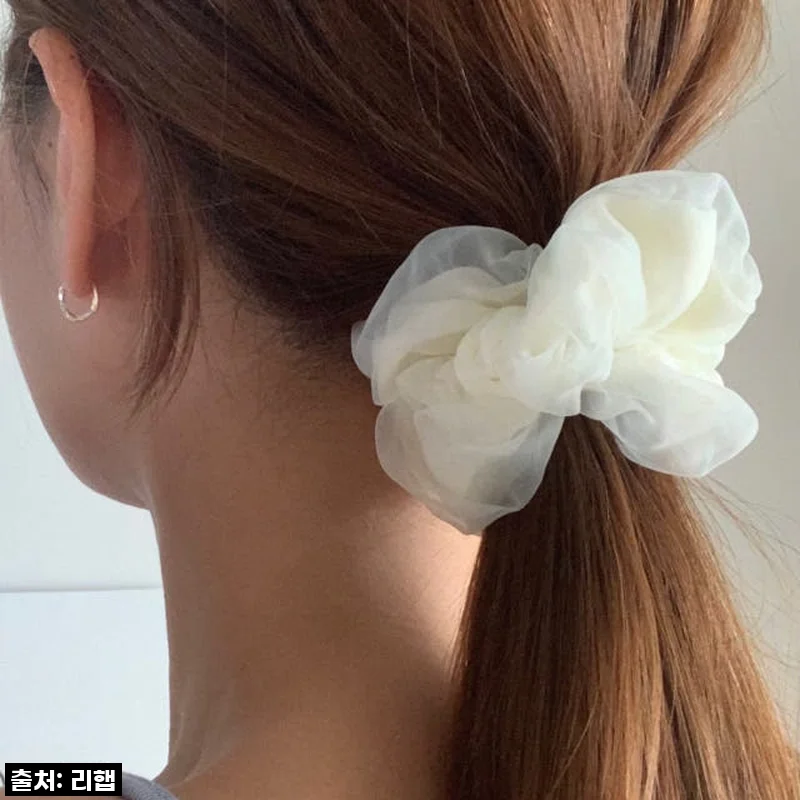 찐후기 폭발! 품절 임박! 올봄 당신의 헤어스타일을 완성할 [리햅] 오아 쉬폰 레이스 스크런치 머리끈 곱창!