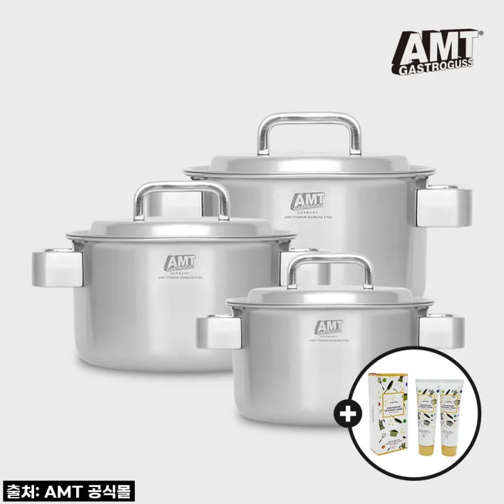 AMT 프로 양수 냄비 316Ti 스텐 3종 세트(16cm,20cm,24cm)