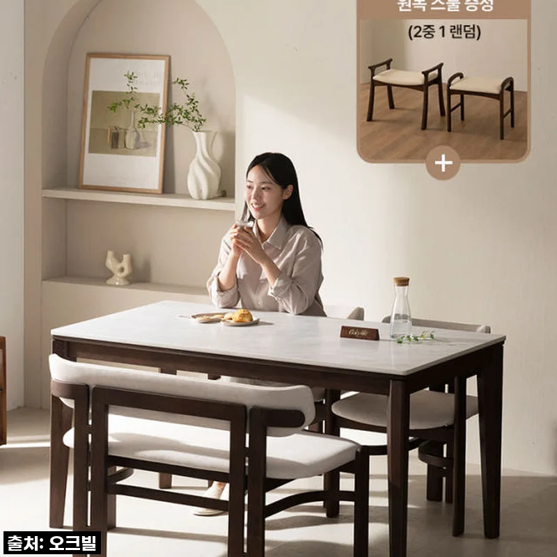 우리 집 주방의 품격을 높여준 오크빌 트레볼라 포세린 양면 세라믹 무소음 원목 4인용 식탁 세트 1500, 진심 어린 사용 후기!