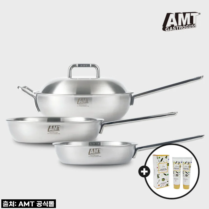 AMT 316Ti 통5중 팬&웍 3종세트(소테팬22,26,편수웍28)+사은품 큐네이처 크림세정제