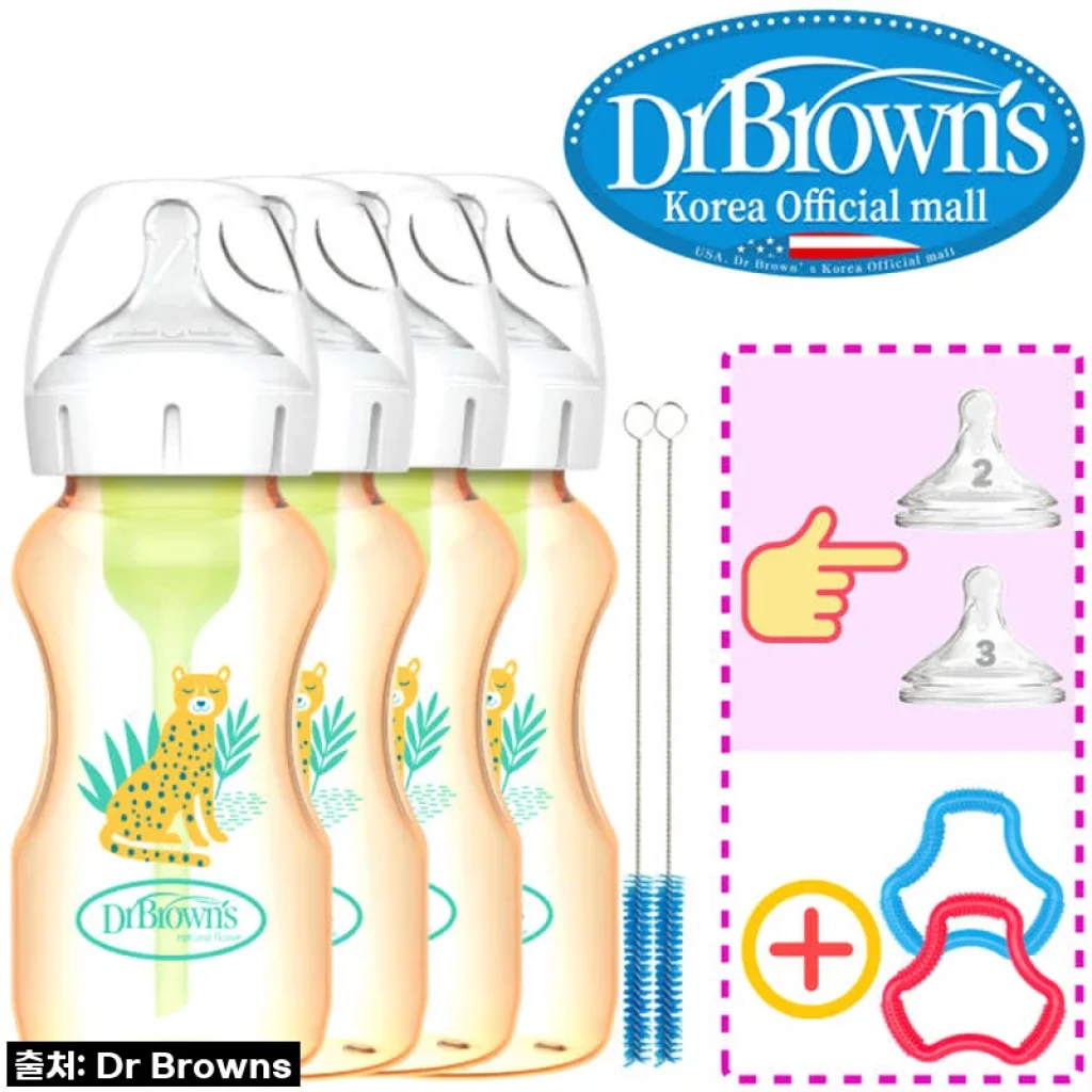 닥터브라운 오피셜 / PPSU 젖병 와이드넥 270ml 4개, 꼭지선택/치발기 옵션선물