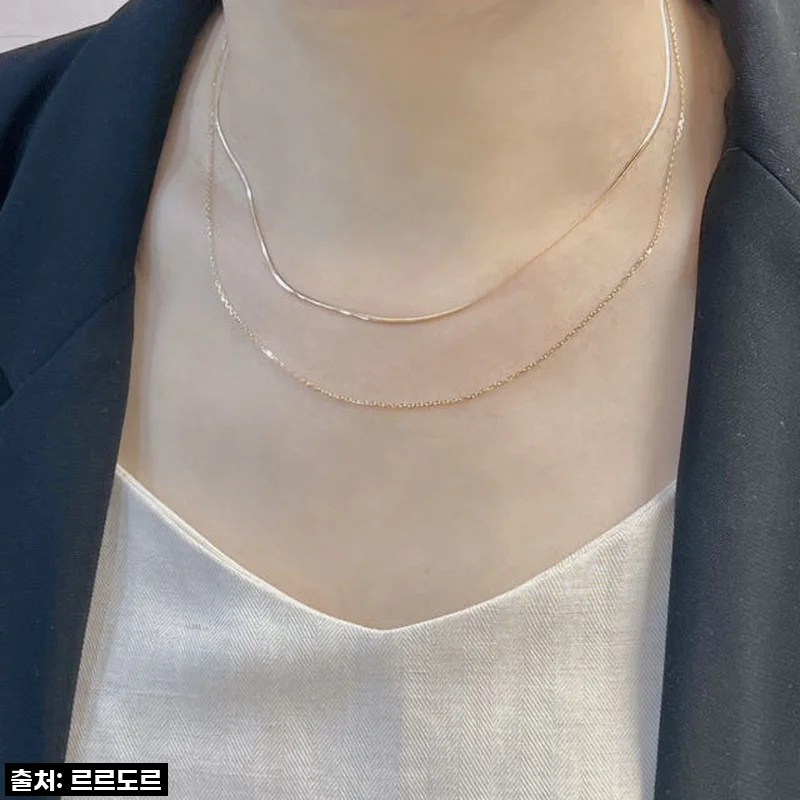 14K 두줄체인 금목걸이, 빛나는 스네이크 뱀줄로 완성된 나만의 레이어드 주얼리! (사용후기)