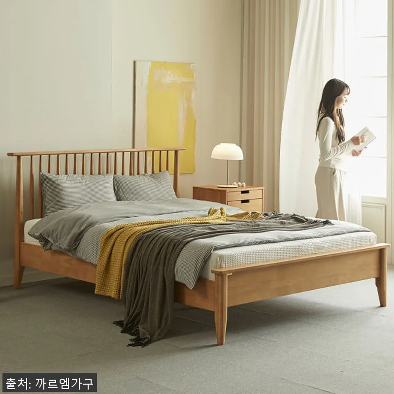 마티니 고무나무 원목 침대 프레임 K 관련 이미지 1