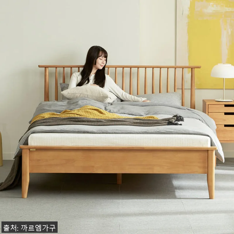마티니 고무나무 원목 침대 프레임 K 관련 이미지 2