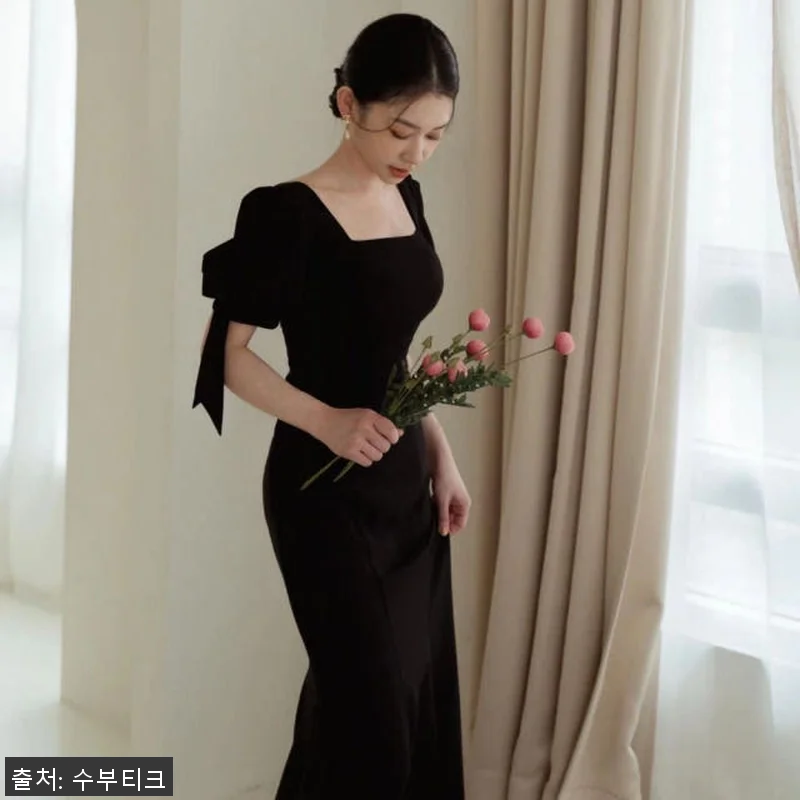 새틴 소매퍼프 슬리브 리본 웨딩촬영 관련 이미지 3
