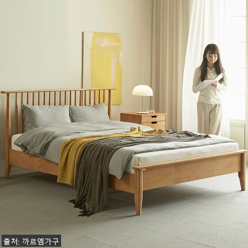 마티니 고무나무 원목 침대 프레임 K 관련 이미지 4