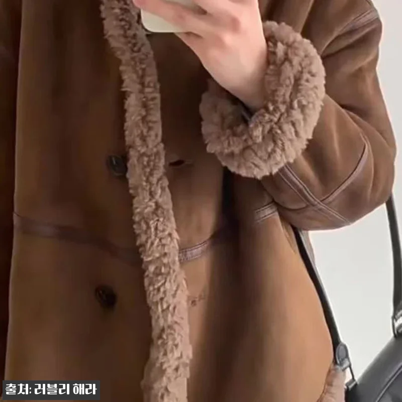 여성 울100 하이넥 무스탕 자켓 시 관련 이미지 6