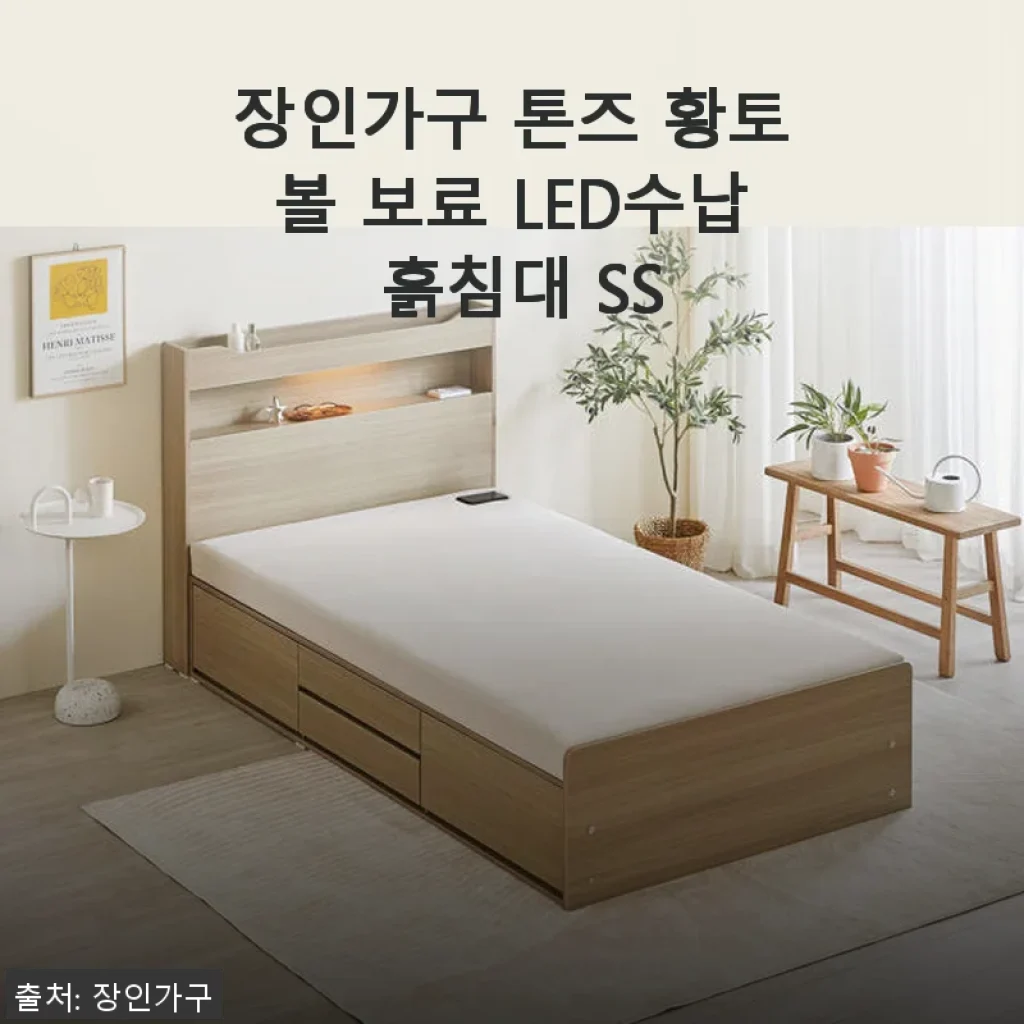 장인가구 톤즈 황토볼 보료 LED수납 흙침대 SS 사용후기