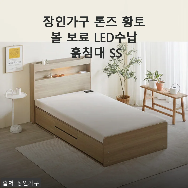 장인가구 톤즈 황토볼 보료 LED수납 흙침대 SS 사용후기