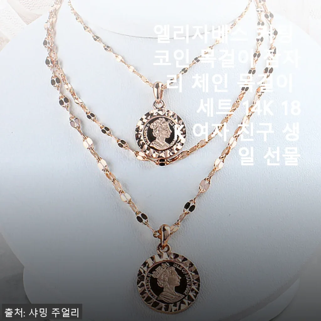 엘리자베스 커팅 코인 목걸이 잠자리 체인 목걸이 세트 14K 18K 사용후기