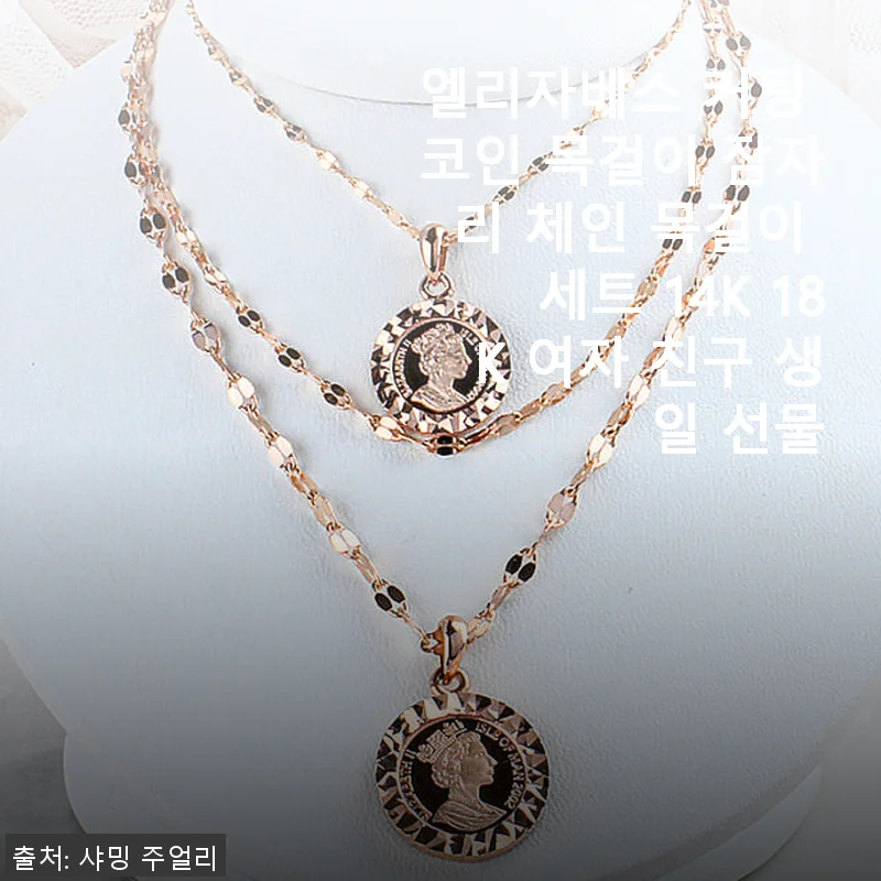 엘리자베스 커팅 코인 목걸이 잠자리 체인 목걸이 세트 14K 18K 사용후기
