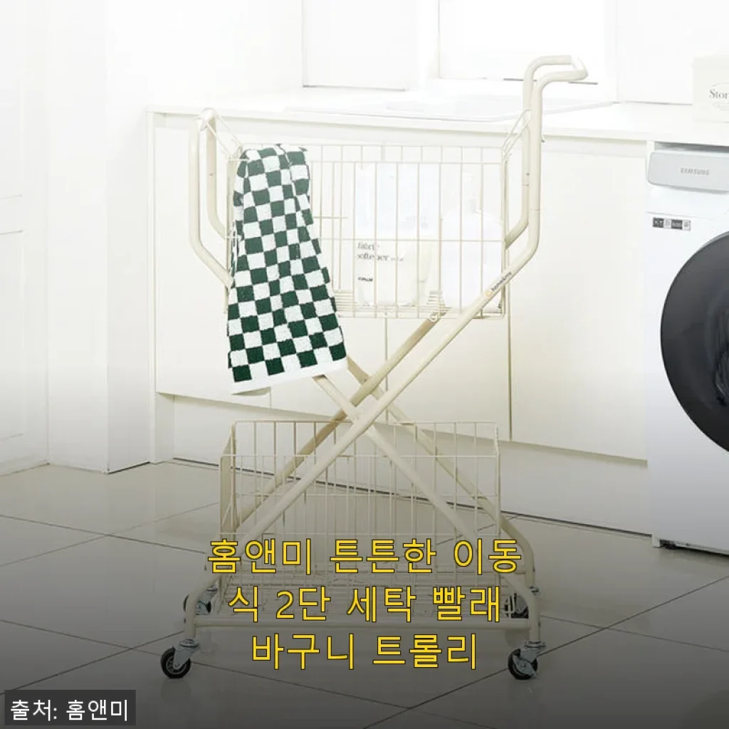 홈앤미 튼튼한 이동식 2단 세탁 빨래바구니 트롤리 사용후기