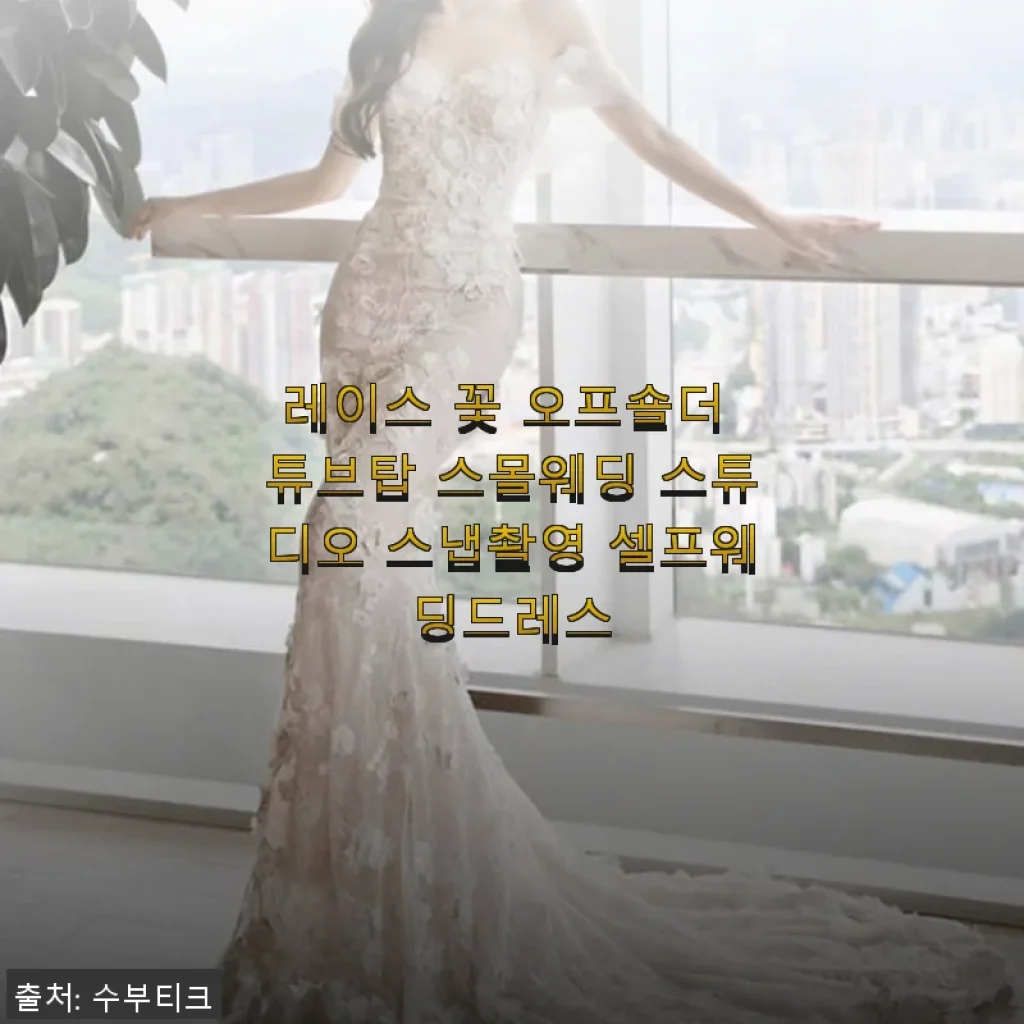 레이스 꽃 오프숄더 튜브탑 스몰웨딩 드레스, 직접 입어본 솔직한 후기